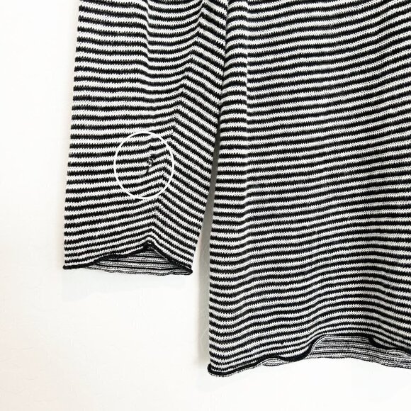 Eileen Fisher Organic Linen Striped Shirt Black White Classic Coastal Size Small - Picture 5 of 7